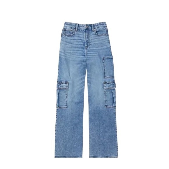 American Eagle By Payless Denim - American Eagle Curvy Super High Rise Baggy Wide Leg 8 Cargo Jeans Grunge Y2K